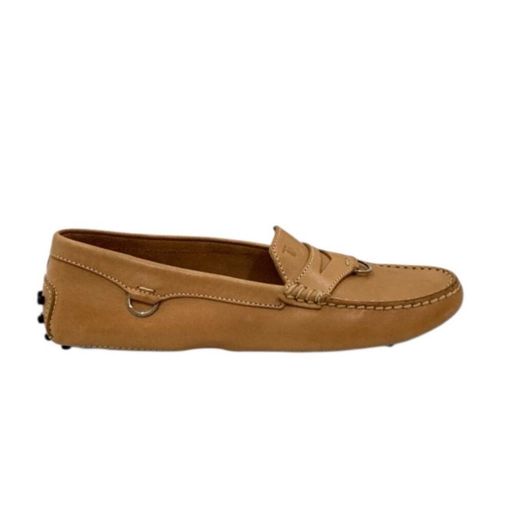 Tod’s Gommini Ring Moccasin Loafers Calfskin Leather Tan‎ Size 7.5 Made Italy